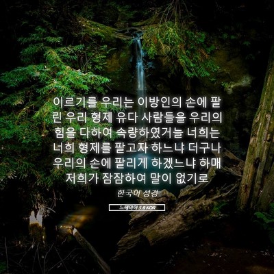 Picture 05 - 느헤미야 5:8 KOR - 이르기를 우리는 이방인의 손에 팔린 - Bible Verse Picture