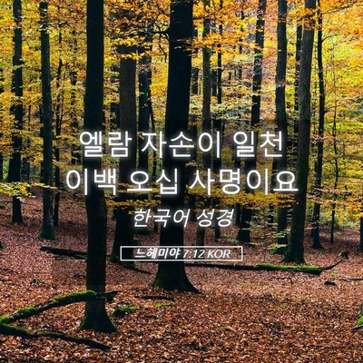 Picture 05 - 느헤미야 7:12 KOR - 엘람 자손이 일천 이백 오십 - Bible Verse Picture