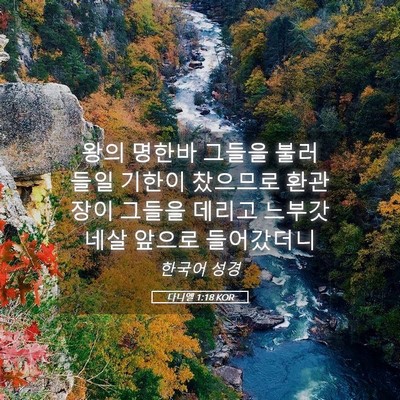 Picture 05 - 다니엘 1:18 KOR - 왕의 명한바 그들을 불러 들일 - Bible Verse Picture