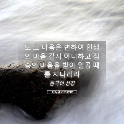 Picture 05 - 다니엘 4:16 KOR - 또 그 마음은 변하여 인생의 마음 - Bible Verse Picture