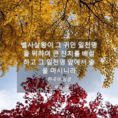 Picture 05 - 다니엘 5:1 KOR - 벨사살왕이 그 귀인 일천명을 위하여 - Bible Verse Picture