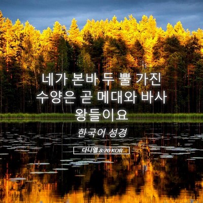 Picture 05 - 다니엘 8:20 KOR - 네가 본바 두 뿔 가진 수양은 곧 - Bible Verse Picture