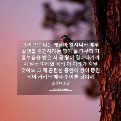 Picture 05 - 다니엘 9:25 KOR - 그러므로 너는 깨달아 알지니라 - Bible Verse Picture