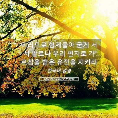 Picture 05 - 데살로니가후서 2:15 KOR - 이러므로 형제들아 굳게 서서 말로나 - Bible Verse Picture