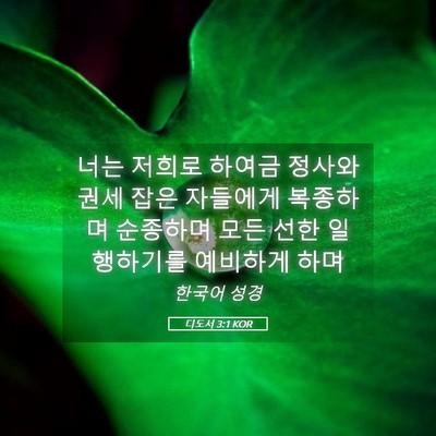 Picture 05 - 디도서 3:1 KOR - 너는 저희로 하여금 정사와 권세 - Bible Verse Picture