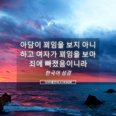 Picture 05 - 디모데전서 2:14 KOR - 아담이 꾀임을 보지 아니하고 여자가 - Bible Verse Picture