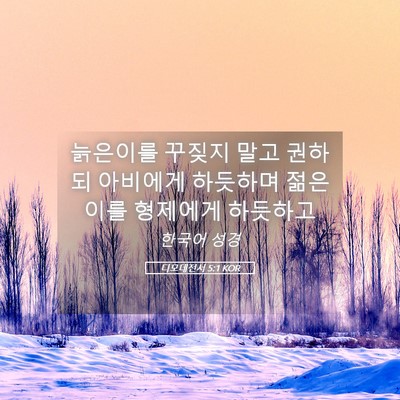 Picture 05 - 디모데전서 5:1 KOR - 늙은이를 꾸짖지 말고 권하되 - Bible Verse Picture