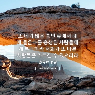 Picture 05 - 디모데후서 2:2 KOR - 또 네가 많은 증인 앞에서 내게 - Bible Verse Picture