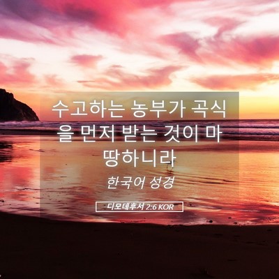 Picture 05 - 디모데후서 2:6 KOR - 수고하는 농부가 곡식을 먼저 받는 - Bible Verse Picture