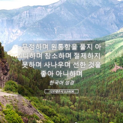 Picture 05 - 디모데후서 3:3 KOR - 무정하며 원통함을 풀지 아니하며 - Bible Verse Picture