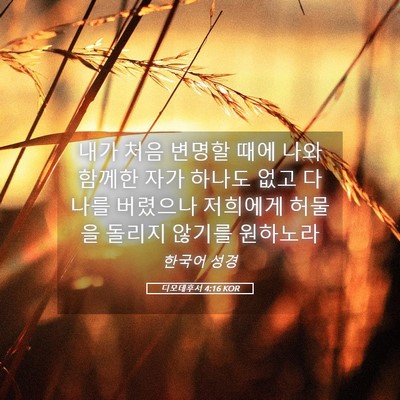 Picture 05 - 디모데후서 4:16 KOR - 내가 처음 변명할 때에 나와 함께한 - Bible Verse Picture