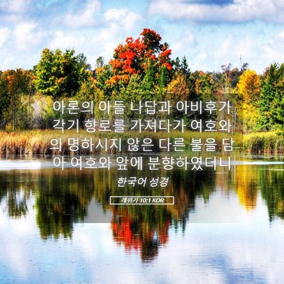 Picture 05 - 레위기 10:1 KOR - 아론의 아들 나답과 아비후가 각기 - Bible Verse Picture