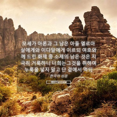 Picture 05 - 레위기 10:12 KOR - 모세가 아론과 그 남은 아들 - Bible Verse Picture