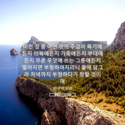 Picture 05 - 레위기 11:32 KOR - 이런 것 중 어떤 것의 주검이 - Bible Verse Picture