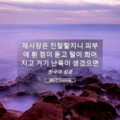 Picture 05 - 레위기 13:10 KOR - 제사장은 진찰할지니 피부에 흰 점이 - Bible Verse Picture