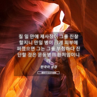 Picture 05 - 레위기 13:27 KOR - 칠 일 만에 제사장이 그를 - Bible Verse Picture