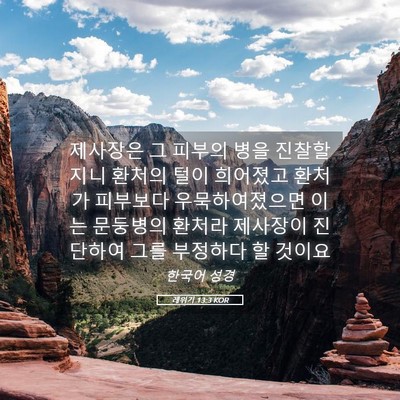 Picture 05 - 레위기 13:3 KOR - 제사장은 그 피부의 병을 진찰할지니 - Bible Verse Picture