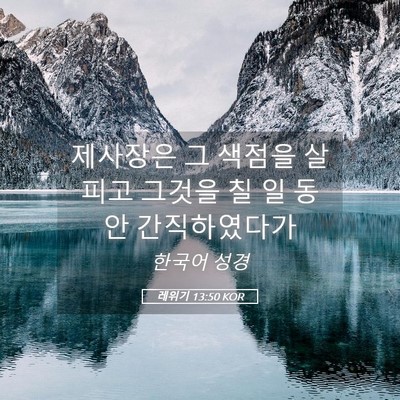 Picture 05 - 레위기 13:50 KOR - 제사장은 그 색점을 살피고 그것을 - Bible Verse Picture