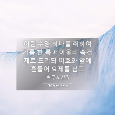 Picture 05 - 레위기 14:12 KOR - 어린 수양 하나를 취하여 기름 한 - Bible Verse Picture
