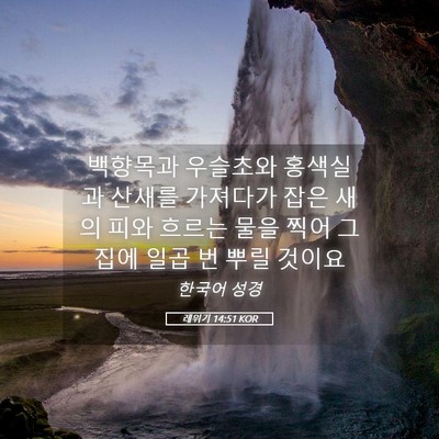 Picture 05 - 레위기 14:51 KOR - 백향목과 우슬초와 홍색실과 산새를 - Bible Verse Picture