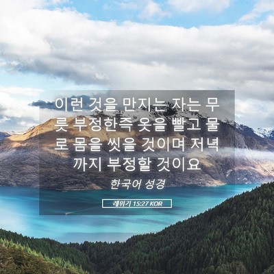 Picture 05 - 레위기 15:27 KOR - 이런 것을 만지는 자는 무릇 - Bible Verse Picture