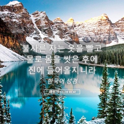 Picture 05 - 레위기 16:28 KOR - 불사른 자는 옷을 빨고 물로 몸을 - Bible Verse Picture