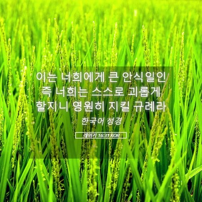 Picture 05 - 레위기 16:31 KOR - 이는 너희에게 큰 안식일인즉 너희는 - Bible Verse Picture