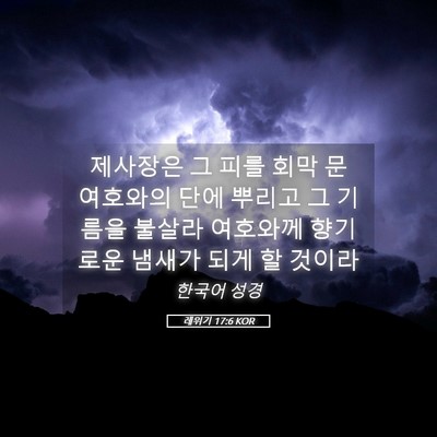 Picture 05 - 레위기 17:6 KOR - 제사장은 그 피를 회막 문 여호와의 - Bible Verse Picture