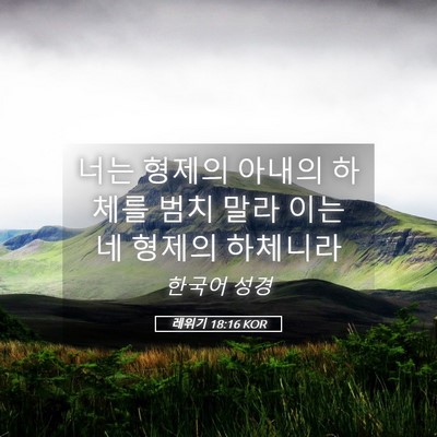 Picture 05 - 레위기 18:16 KOR - 너는 형제의 아내의 하체를 범치 - Bible Verse Picture