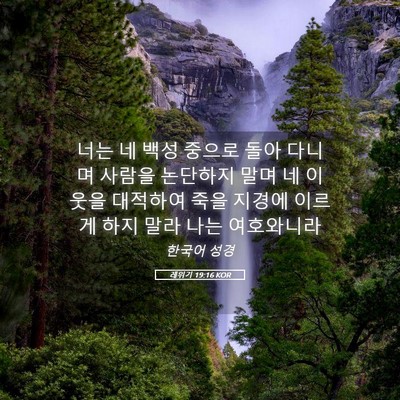 Picture 05 - 레위기 19:16 KOR - 너는 네 백성 중으로 돌아 다니며 - Bible Verse Picture