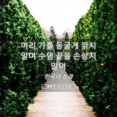Picture 05 - 레위기 19:27 KOR - 머리 가를 둥글게 깎지 말며 수염 - Bible Verse Picture