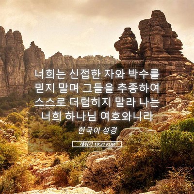 Picture 05 - 레위기 19:31 KOR - 너희는 신접한 자와 박수를 믿지 - Bible Verse Picture