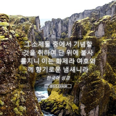 Picture 05 - 레위기 2:9 KOR - 그 소제물 중에서 기념할 것을 - Bible Verse Picture