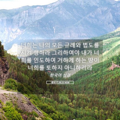 Picture 05 - 레위기 20:22 KOR - 너희는 나의 모든 규례와 법도를 - Bible Verse Picture