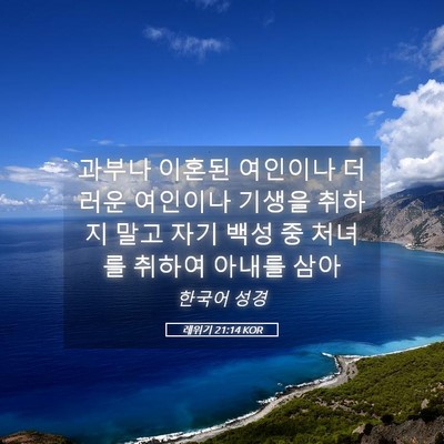 Picture 05 - 레위기 21:14 KOR - 과부나 이혼된 여인이나 더러운 - Bible Verse Picture