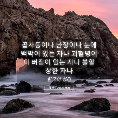 Picture 05 - 레위기 21:20 KOR - 곱사등이나 난장이나 눈에 백막이 - Bible Verse Picture