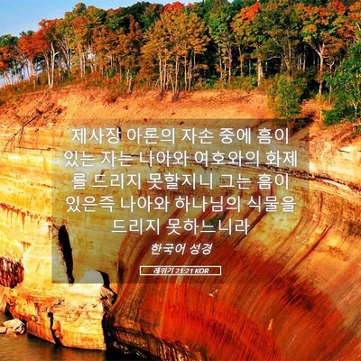 Picture 05 - 레위기 21:21 KOR - 제사장 아론의 자손 중에 흠이 있는 - Bible Verse Picture