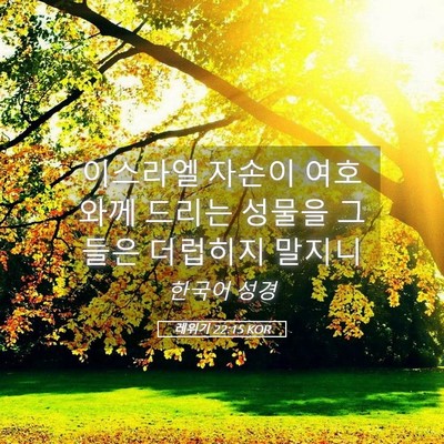 Picture 05 - 레위기 22:15 KOR - 이스라엘 자손이 여호와께 드리는 - Bible Verse Picture