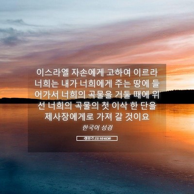 Picture 05 - 레위기 23:10 KOR - 이스라엘 자손에게 고하여 이르라 - Bible Verse Picture