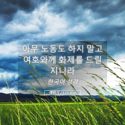 Picture 05 - 레위기 23:25 KOR - 아무 노동도 하지 말고 여호와께 - Bible Verse Picture