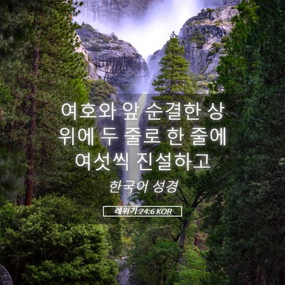 Picture 05 - 레위기 24:6 KOR - 여호와 앞 순결한 상 위에 두 줄로 한 - Bible Verse Picture
