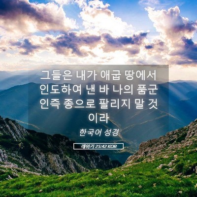 Picture 05 - 레위기 25:42 KOR - 그들은 내가 애굽 땅에서 인도하여 - Bible Verse Picture