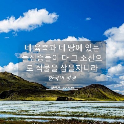 Picture 05 - 레위기 25:7 KOR - 네 육축과 네 땅에 있는 들짐승들이 - Bible Verse Picture