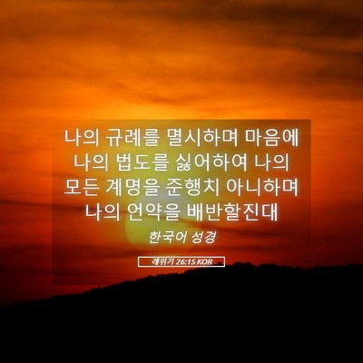 Picture 05 - 레위기 26:15 KOR - 나의 규례를 멸시하며 마음에 나의 - Bible Verse Picture