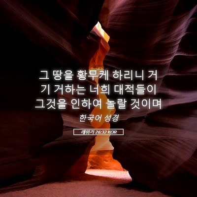 Picture 05 - 레위기 26:32 KOR - 그 땅을 황무케 하리니 거기 거하는 - Bible Verse Picture