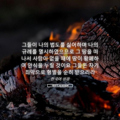 Picture 05 - 레위기 26:43 KOR - 그들이 나의 법도를 싫어하며 나의 - Bible Verse Picture