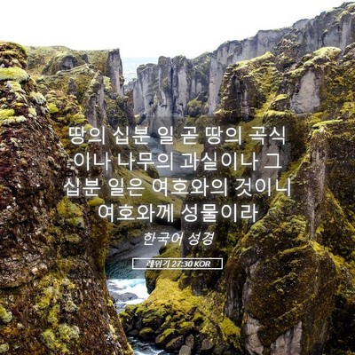 Picture 05 - 레위기 27:30 KOR - 땅의 십분 일 곧 땅의 곡식이나 - Bible Verse Picture