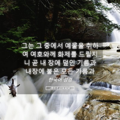 Picture 05 - 레위기 3:14 KOR - 그는 그 중에서 예물을 취하여 - Bible Verse Picture