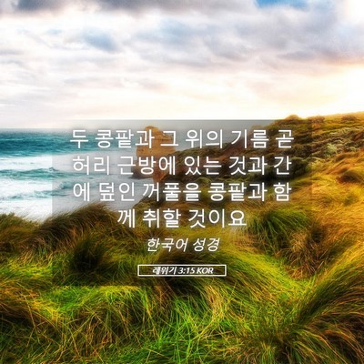 Picture 05 - 레위기 3:15 KOR - 두 콩팥과 그 위의 기름 곧 허리 - Bible Verse Picture