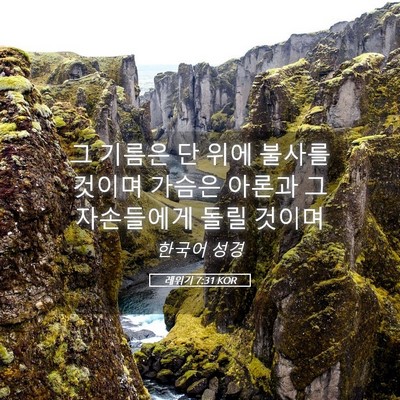 Picture 05 - 레위기 7:31 KOR - 그 기름은 단 위에 불사를 것이며 - Bible Verse Picture